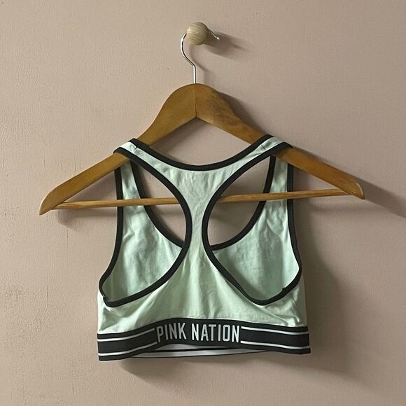 Pink Victoria’s Secret Mint/Black Aloha Beaches Pink Nation Sports Bra Sz M GUC - Picture 10 of 10